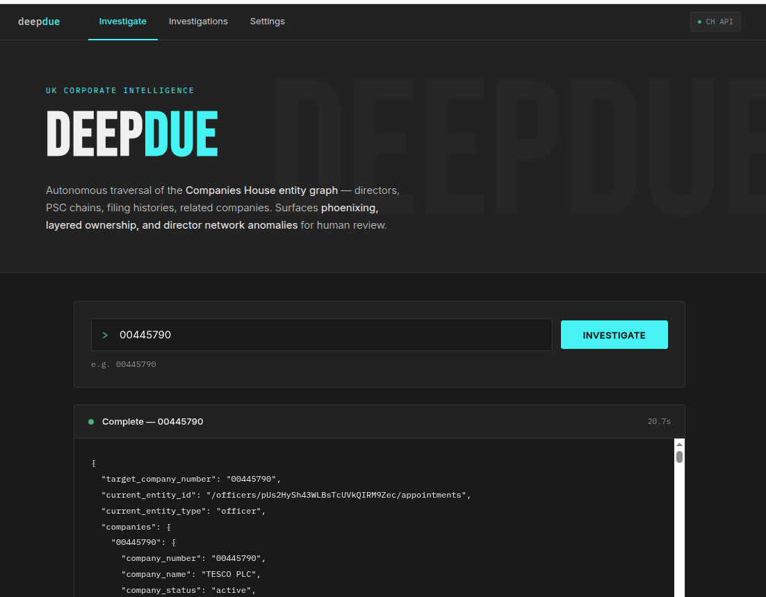 DeepDue homepage