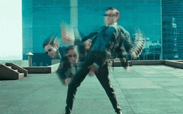 Agent from The Matrix dodging bullets
