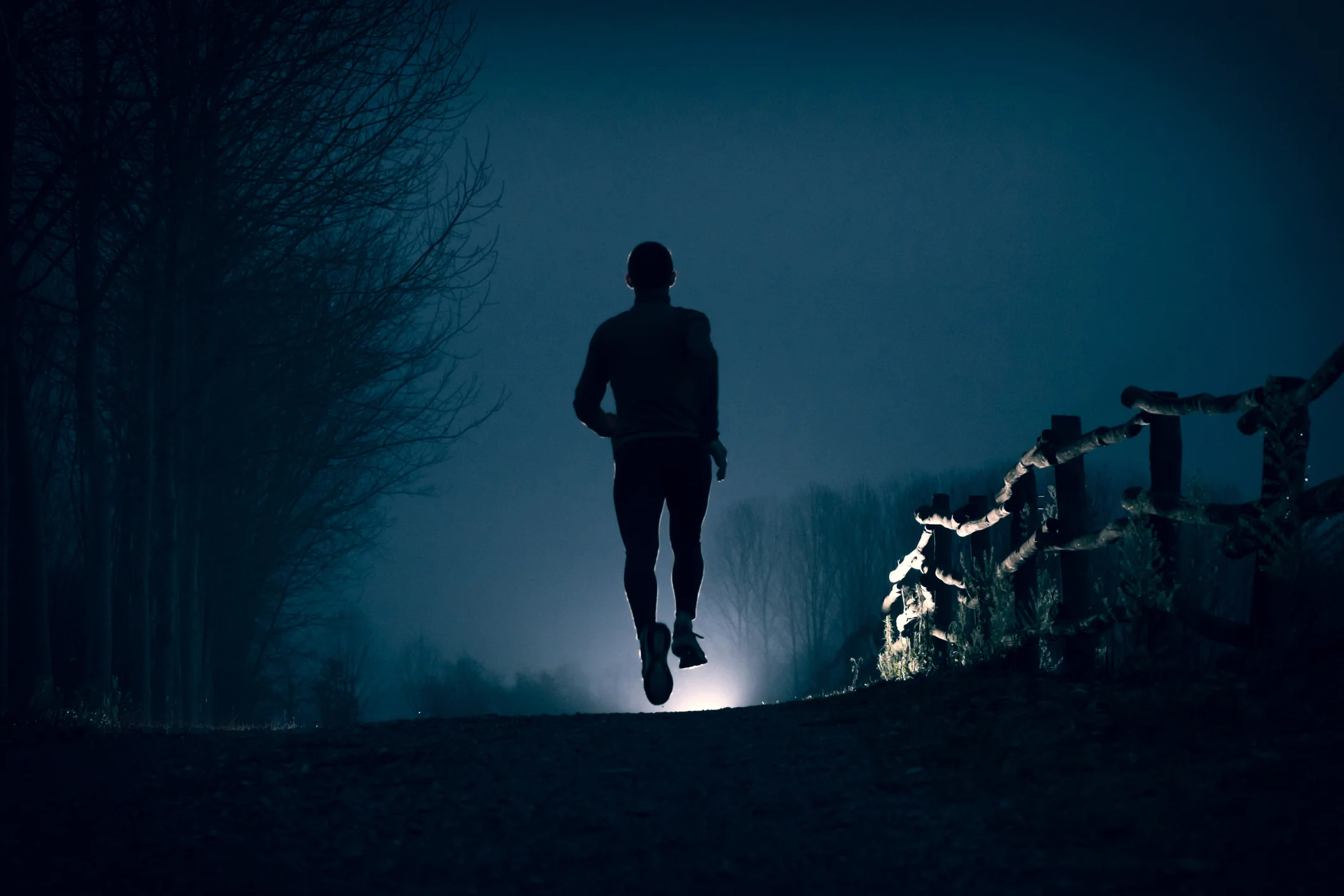Man running at night